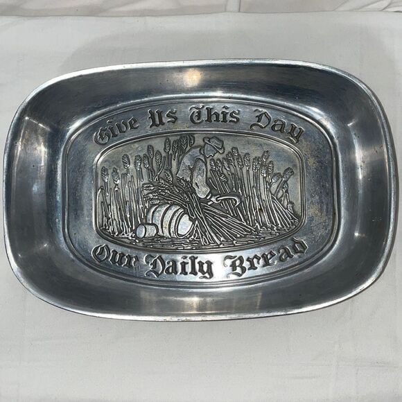 Duratale by Leonard metal serving platter  " give us this day our daily bread” - Picture 1 of 7